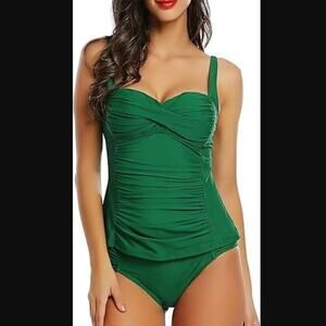 Joyaria Brand Women's Size 6 NWOT BURGANDY Tummy Control 2 Piece Tankini Swimwea